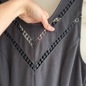 maison Jules Black Pleated Mini Dress with Diamond Cutouts, Size Large thumbnail 8