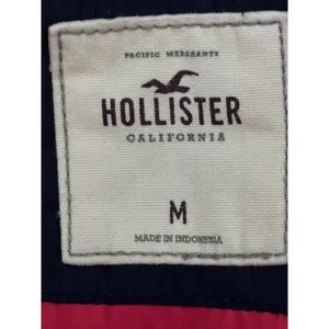 Hollister Puffer Jacket Black Red Lined Down Feather Fill Women's Medium thumbnail 5