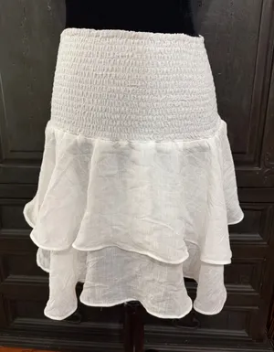 SHEIN tiered ruffle mini skirt smocked high waistband - Size Medium. ***Refer to measurements. Super cute skirt. Gently warn & excellent condition. Goes with anything. Does not include underneath shorts. Measurements approximately 12.5” waste x 17” long. Non-smoking home. Priced at as is condition. Don’t like my price make a reasonable offer! And thank you for checking my closet! thumbnail 1