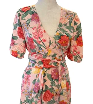 Old Navy Women's Floral Fit & Flare Maxi Dress Size M Multicolor Linen Bkend thumbnail 2