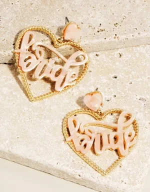 NWT Heart BRIDE Earrings Bridal Pink thumbnail 1