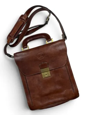 Guidi Vintage Brown Leather Crossbody Messenger Unisex Folio Work Bag thumbnail 1