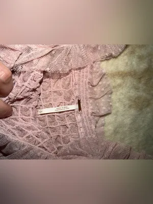 Nwot FREE PEOPLE Nothing Sweeter Top lace mesh pink / green summer cottage boho thumbnail 7