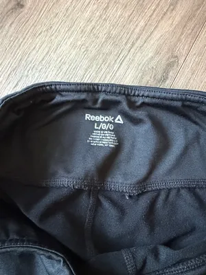 Reebok Black Flared Workout Pants with Logo thumbnail 2