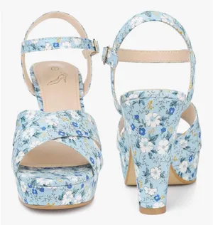 Platform Heel Slingback Floral Heels Sandals for Women thumbnail 2
