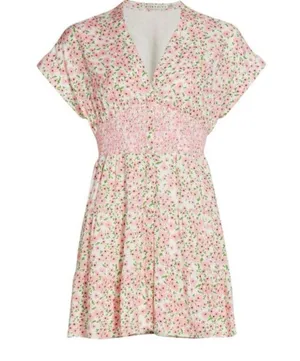 ALICE + OLIVIA Keela Floral Print Smocked Button-Front Dress thumbnail 4