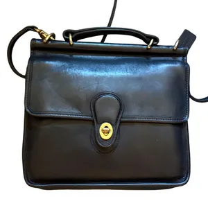 Vintage Coach Willis Bag‎ 9927 Black Leather Crossbody Satchel Brass Hardware thumbnail 1