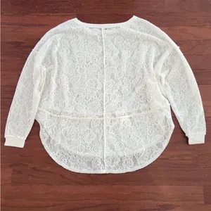 Free People Lace Floral Knit Not Cold In This Top, Ivory,‎ Size Small thumbnail 5