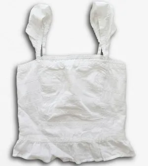 Abercrombie & Fitch White Lace Ruffle Cami Smocked Crop‎ Top XS Cottagecore thumbnail 1