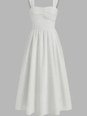 Cider Linen Blend Square Neck Shirred White Midi Dress XS NWT Cottagecore thumbnail 12