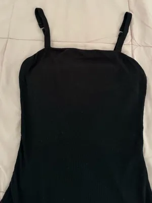 Hollister Slim Tan Black ribbed Square Neck Spaghetti Strap bodysuit, size S thumbnail 7