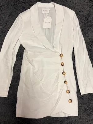 Free People Rumer summer beach boho Bronte Blazer linen Dress White Size xs NWT thumbnail 4