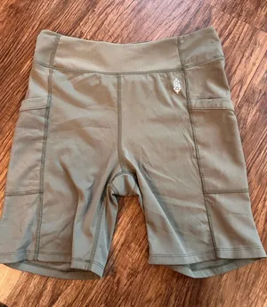 Free People Movement Never Better Ribbed Biker Shorts Olive Utility Pockets thumbnail 1