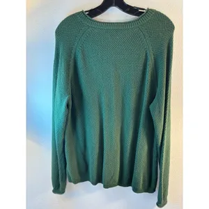 Coldwater Creek Green Cotton Pointelle Cable Knit Button Cardigan Sweater L thumbnail 6