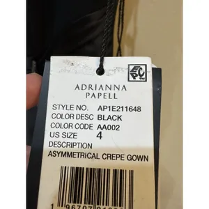 Adrianna Papell Women's Ruffled Gown Size 4 Black Ruffle‎ Asymmetrical Neckline thumbnail 7