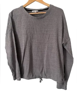 Three Dots Women’s Gray Crew Neck Pullover Sweater‎ Tie Bottom Size Medium thumbnail 1