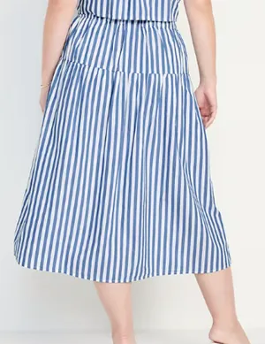 Old Navy Chambray Blue Stripe Dropped Waist Midi Skirt NEW Womens XL Flowy thumbnail 1