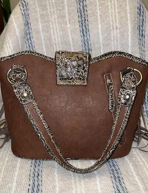 Western Shoulder Bag With Fringe Brown thumbnail 2