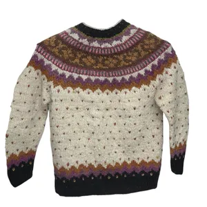 Vintage Nordic Sweater Womens Size S Wool Hand Knit‎ Fair Isle Cardigan Chunky thumbnail 4