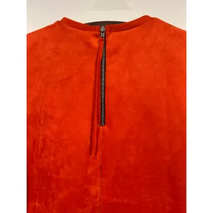 Zara Burnt Orange Faux Suede Mini Shift Dress 60s Mod Fall Medium thumbnail 5