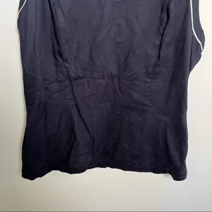 Ann Taylor Women's Size 0 Sleeveless Scoop Neck Blouse Tank Top Navy Blue White thumbnail 4