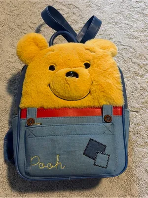 Disney Winnie The Pooh Super Soft Plush Face Overalls Mini Backpack Bag thumbnail 1