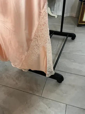 Target Peach Satin Maxi Dress With Lace Trim thumbnail 6
