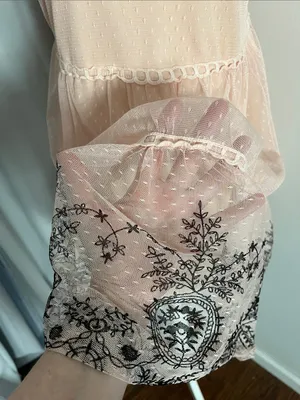 Ultra Pink Blush Stretch Sleeveless Tiered Mini Dress with Black Embroidered Hem thumbnail 9
