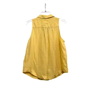 Maeve Anthropologie Yellow Linen Sleeveless Button‎ Down Stripe Top Size 10 thumbnail 2
