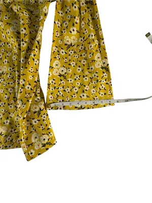 Zara Trafaluc Yellow Floral Mini Dress XS Bell Sleeve Retro 70s Twee Mod thumbnail 8