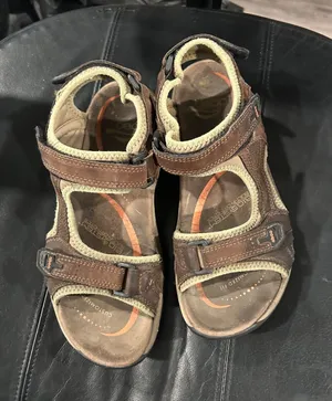 Abeo Brown & Cream Kids Adjustable Outdoor Sandals with Orange Accents thumbnail 1