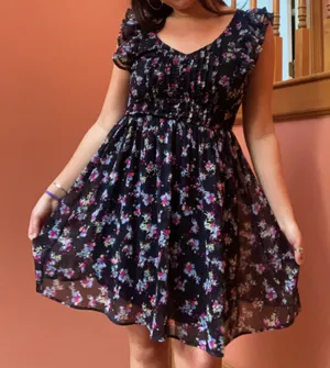H&M Black Floral Dress thumbnail 5