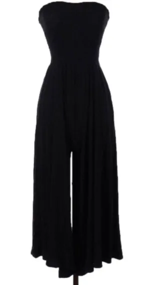 Aerie Black Smocked Wide Leg Jumpsuit thumbnail 1