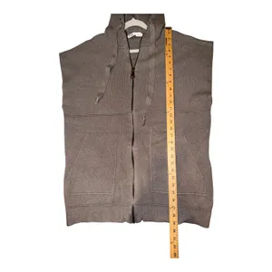Zara Brown Sleeveless Oversized Full Zip Hooded Sweater Vest, Medium thumbnail 6