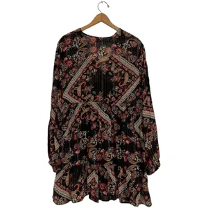 Zara Floral Paisley Print Long Sleeve‎ V Neck Mini Dress thumbnail 4