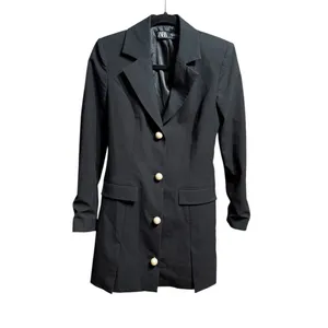 Zara Black Blazer Dress‎ with Pearl Buttons Minimalist Statement Piece thumbnail 7