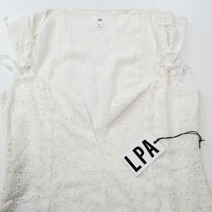 LPA Gabriella Eyelet Maxi Dress in Coconut Milk Medium thumbnail 4