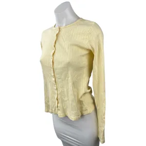 Brandy Melville Zelly Ribbed Long Sleeve Slim Button Down Cardigan Sweater Top S thumbnail 3