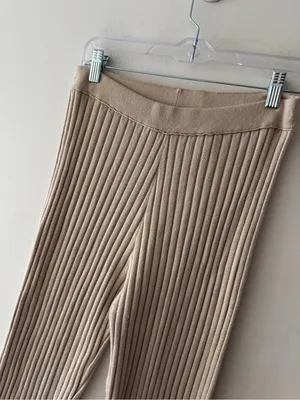 Aerie Beige Ribbed Knit Flare Pants thumbnail 2