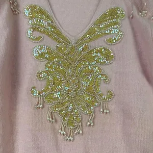 Vintage Simply‎ Tops Sweater Womens Small Pink V Neck Beaded Sequin Angora 80s thumbnail 3