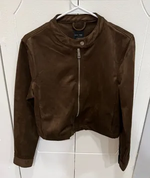 NWT Love Tree Brown Faux Suede Willa Jacket thumbnail 1