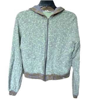 Roller Rabbit Jacket XS Hooded Floral Green Purple Fairy Kidcore Twee Soft Girl thumbnail 1