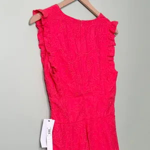 NWT Maggy London Embroidered Eyelet Flutter Sleeves Midi Dress Coral Pink Size 4 thumbnail 4
