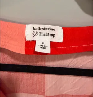 The Drop Katie Sturino Checkerboard Print V-Neck Kaftan Maxi Dress Pink and Red thumbnail 4