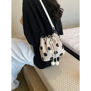 Chic Carryalls Polka Dot Drawstring Bucket Crossbody Bag thumbnail 3