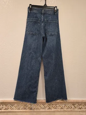 Zara Wide Leg High Rise Blue Jeans 4 thumbnail 2