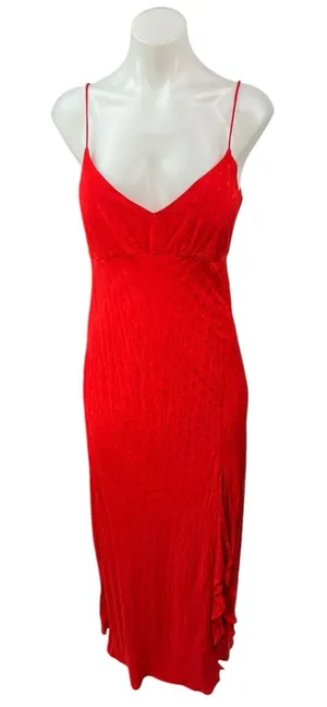 Zara Red Polka Dots V-neck Spaghetti Midi Maxi Cami Camisole Slip Tank Dress S thumbnail 1
