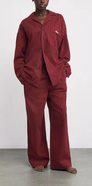 Skims Elevated Flannel Pinstripe Pajama Set thumbnail 1