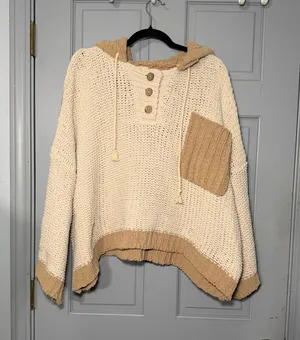 POL Cream Hoodie Pullover with Tan Contrast Details thumbnail 1