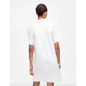 Madewell Denim Popover Dress Shift Pockets Casual Pure White Minimalist S NWT thumbnail 4